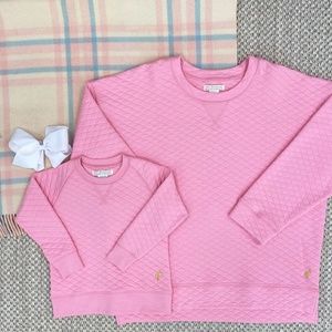 Ladie's Cassidy Comfy Crewneck in Hampton's Hot Pink Quilted